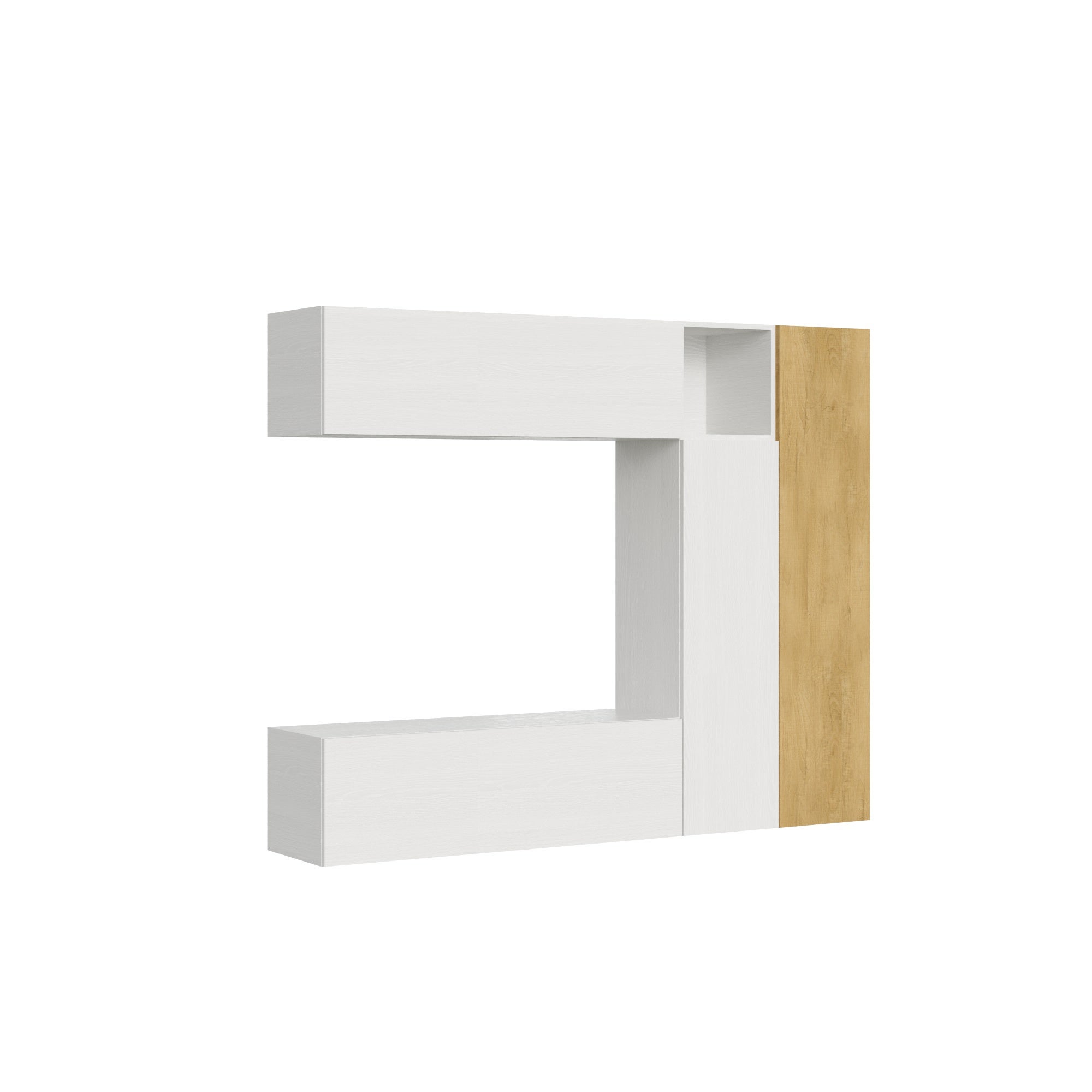 Módulo de pared Isoka A18 Ancho 214 Alto 174 Profundidad 39,5 Pared suspendida en blanco y roble
