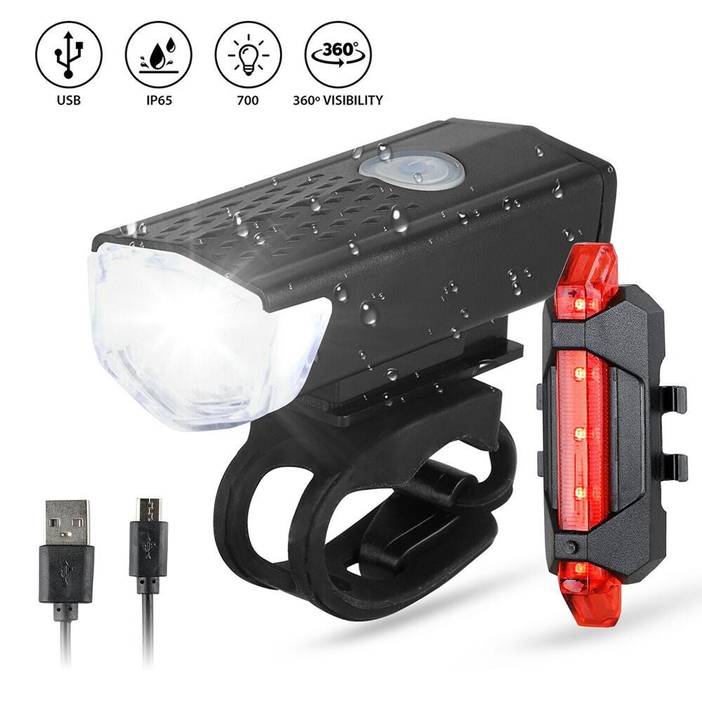 Przednie i tylne światła rowerowe o mocy 700 lumenów, ładowane przez USB światła rowerowe, superjasne 3 diody LED do jazdy nocnej, przednie światło