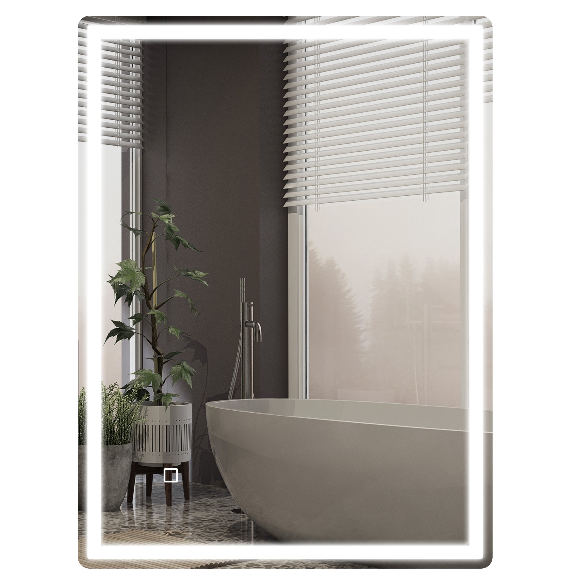 Lustro ścienne LED z powłoką przeciwmgielną, mechanizm cichego zamykania, 60x80 cm, białe