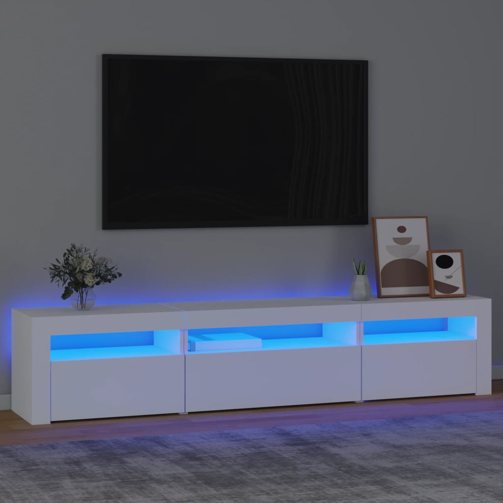 Szafka pod TV z oświetleniem LED, biała, 195x35x40 cm vidaXL