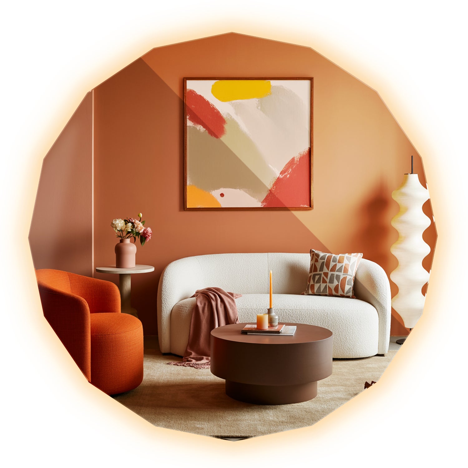 Lustro ze Światłem LED Wiszące Loft Boho do Salonu Łazienki Sypialni - ciepła barwa - 100x100 cm - TULUP