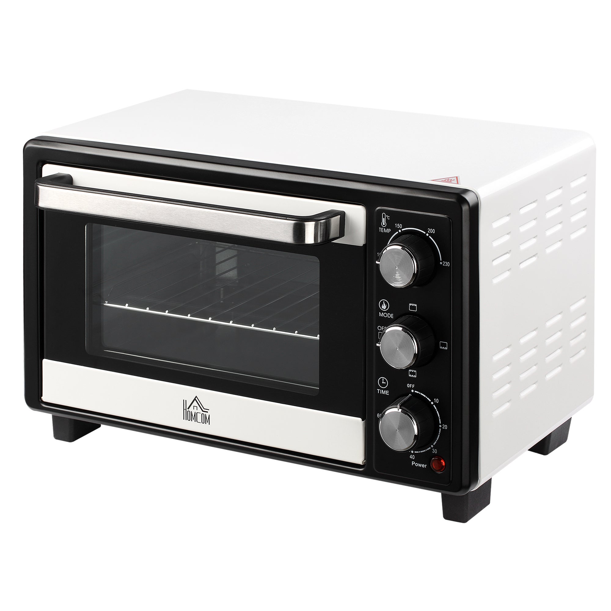 Piekarnik przenośny 16 l 1400 W z 3 trybami grzania, timerem, blachą do pieczenia i rusztem 44 x 32 x 28,1 cm, biały i czarny