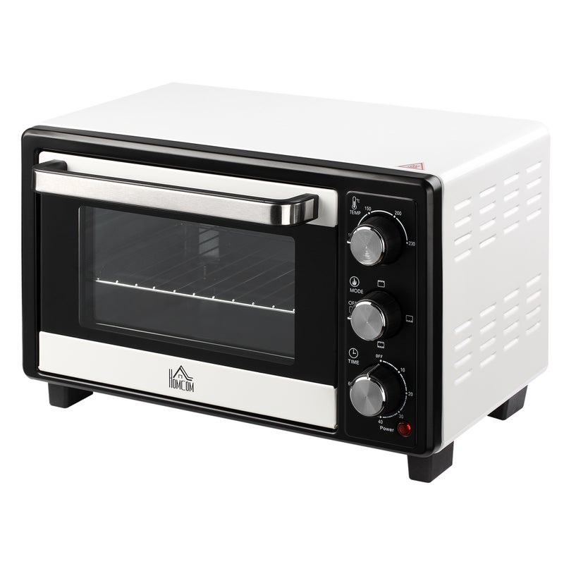 Piekarnik przenośny 16 l 1400 W z 3 trybami grzania, timerem, blachą do pieczenia i rusztem 44 x 32 x 28,1 cm, biały i czarny