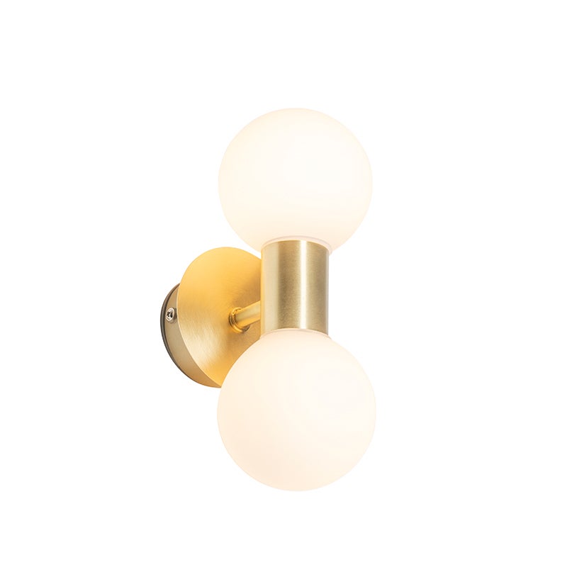 Qazqa nowoczesny lampa ścienna IP44 - Cederic - złoty/mosiężny, max. 28w, g9, z 2 punktami świetlnymi, 8cm, IP44 oświetlenie