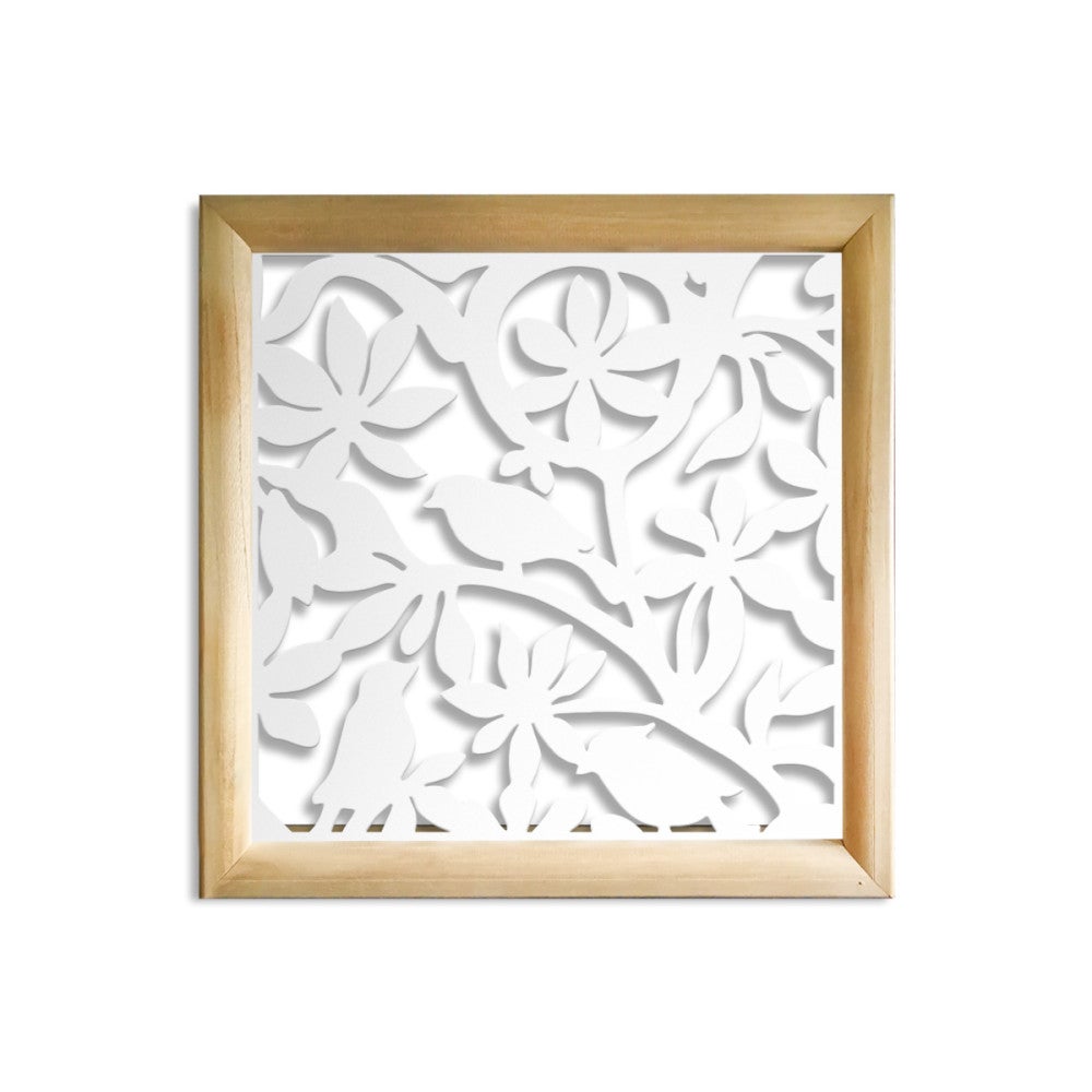 BIRDS - Kwadratowe moduły dekoracyjne z drewna i PVC - Rozmiar 73x73 cm - Grubość 64 mm - Kolor wewnętrzny BIAŁY