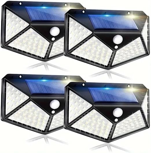 Zewnętrzne lampy solarne ścienne/uliczne (zestaw 4 szt.), oświetlenie zewnętrzne, lampy ścienne z czujnikiem ruchu