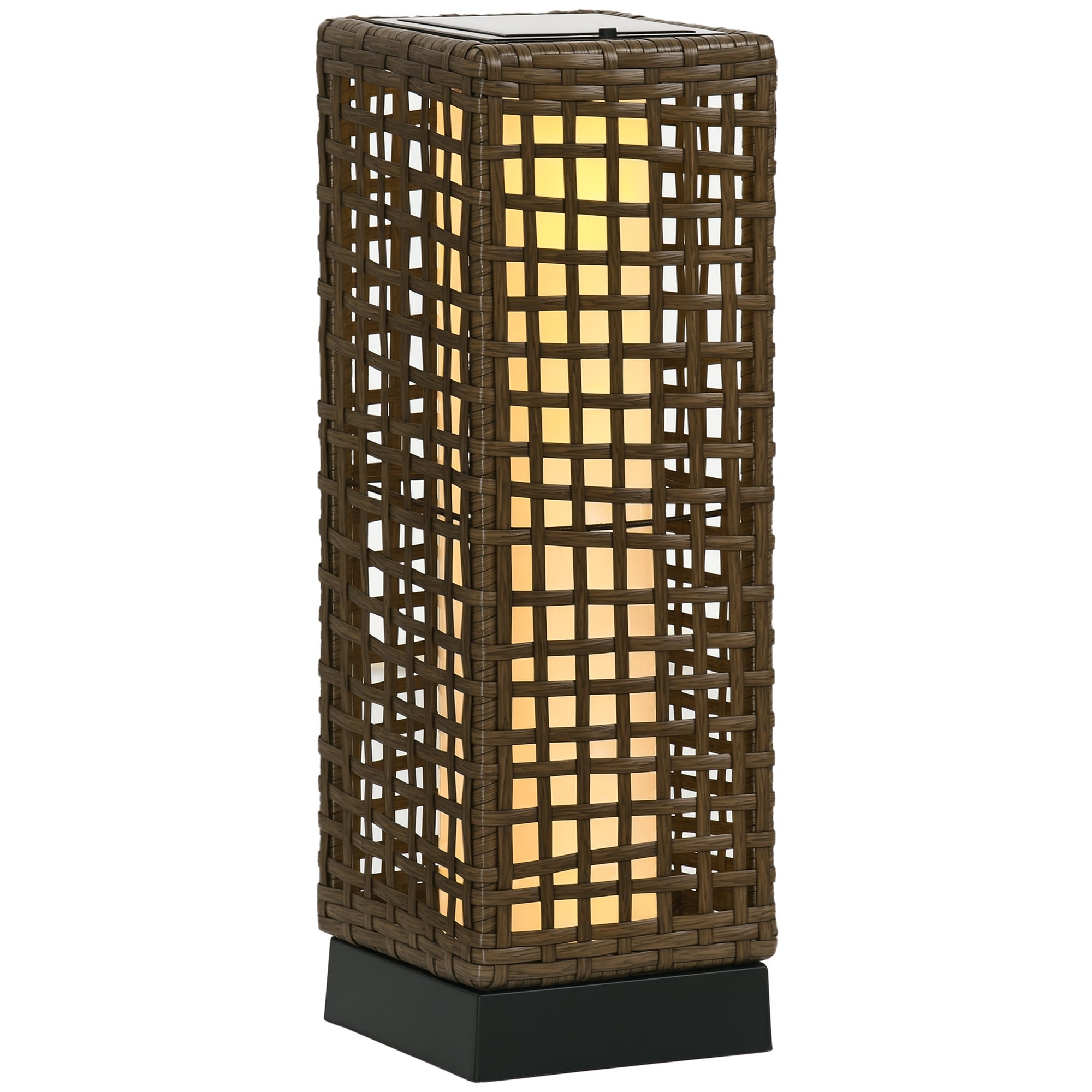 Zewnętrzny światło, ogród lampa, solarny - powered, 8 - hour oświetlenie duration, automatic na/wyłączony, rattan appearance, 15.5 x 15.5 x 46 cm