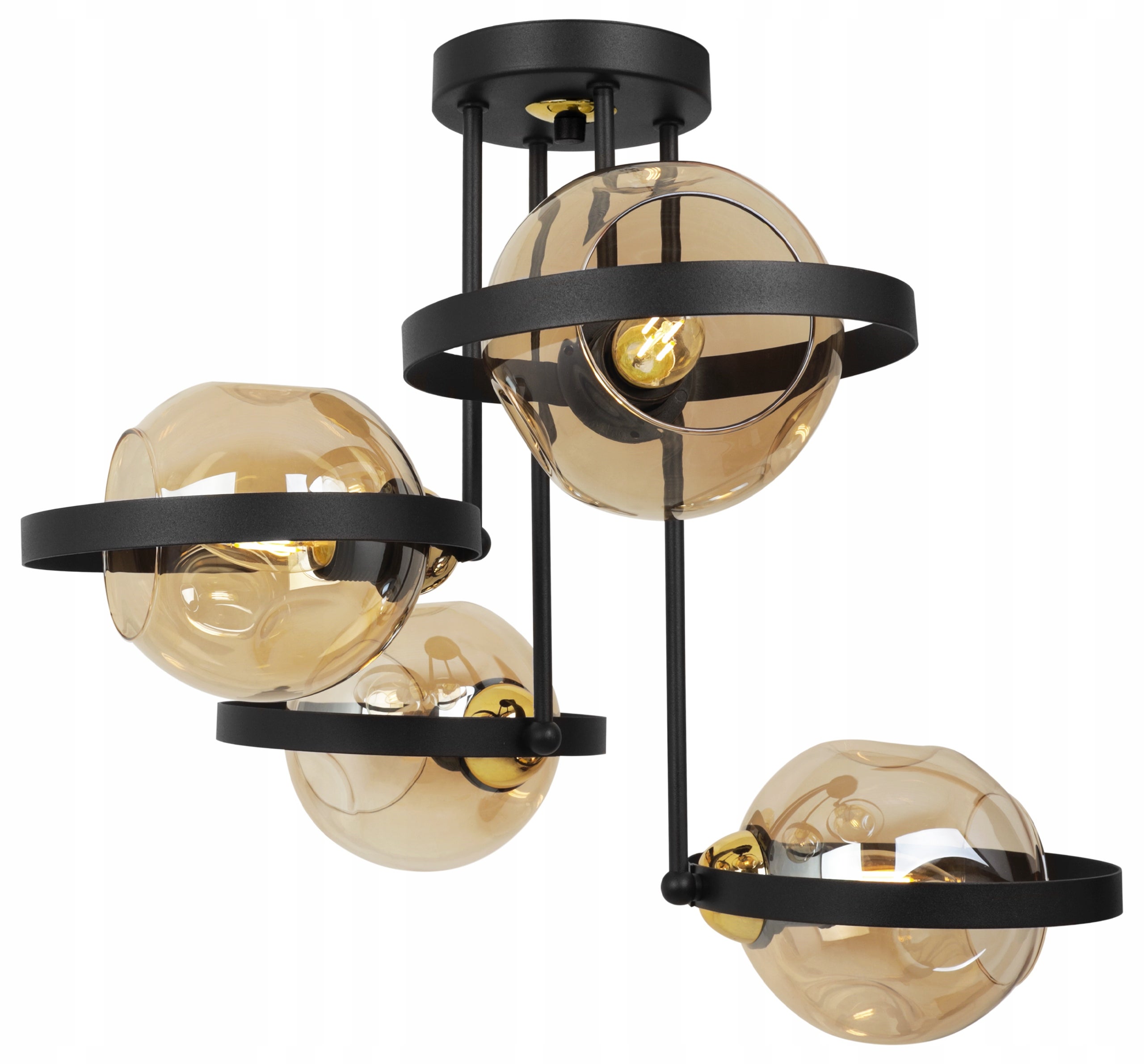Lampa sufitowa wisząca Light Home LH Ring Rio 4x E27 abażur kule miodowe nowoczesna