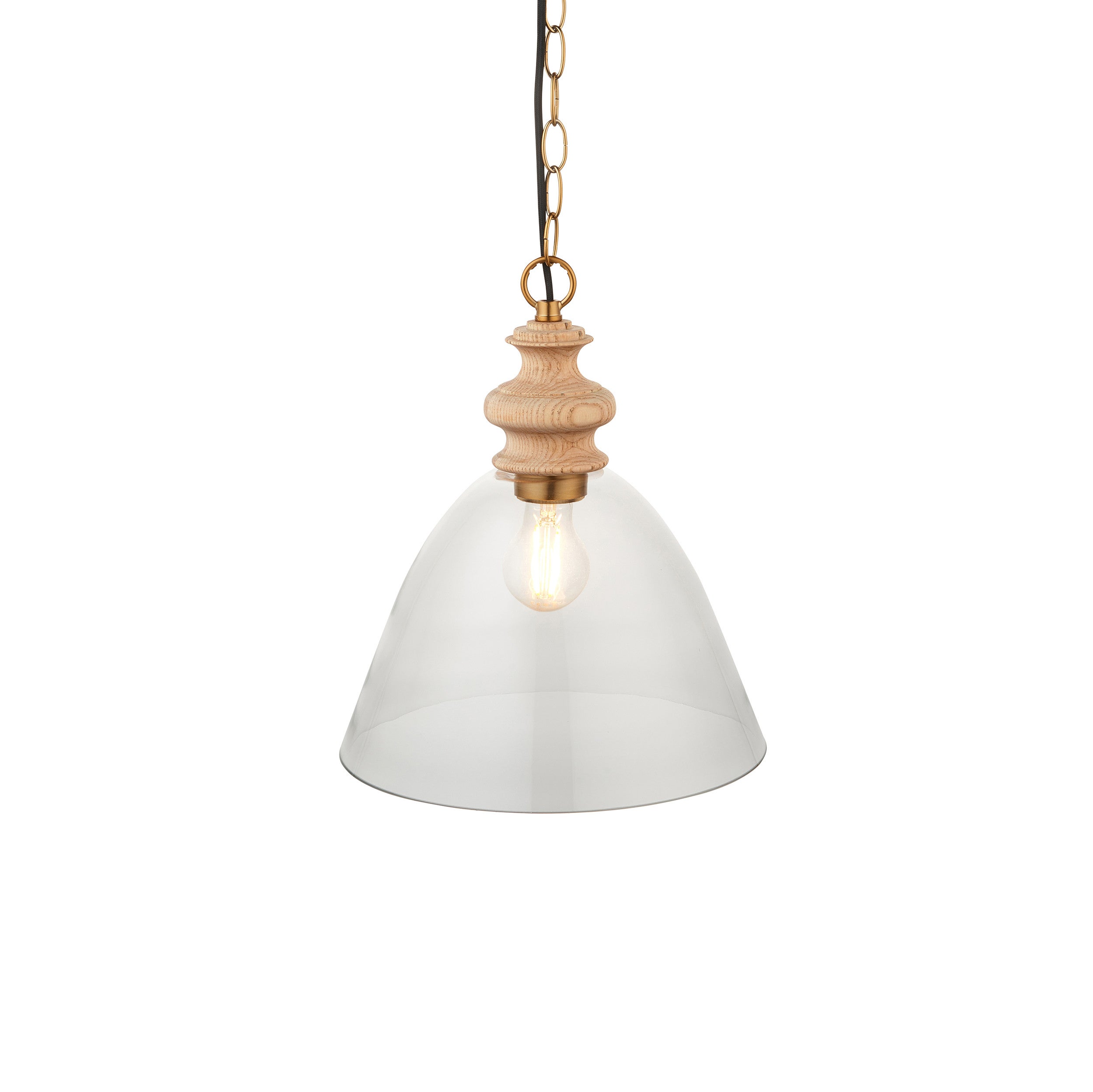 Lampa wisząca rustykalna naturalny jesion szklany poszerzany klosz 1xE27 10W COTSWOLD Endon