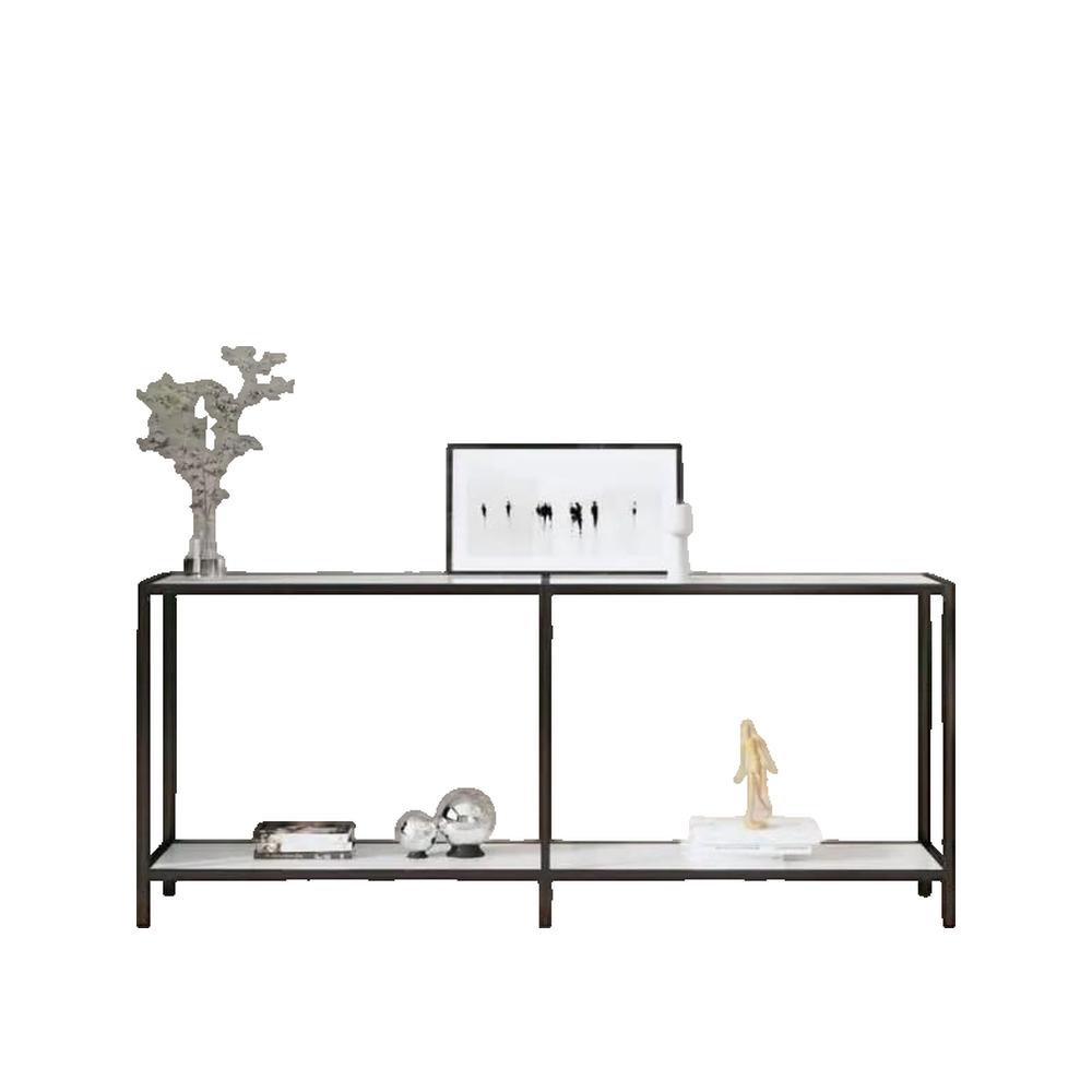 Konsola vidaXL szkło hartowane i stal biała 180x35x75,5 cm