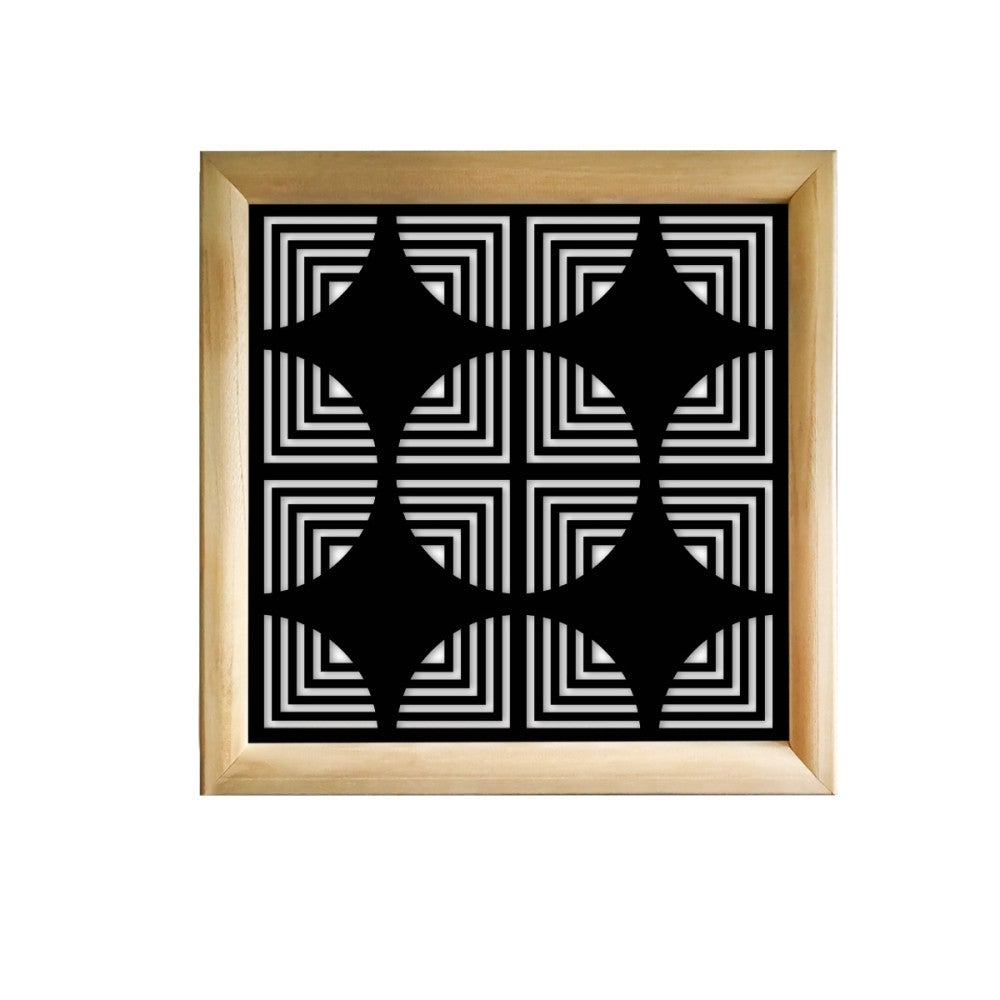 VINTAGERADIO - Kwadratowe moduły dekoracyjne z drewna i PCV - Rozmiar 48x48 cm - Grubość 47 mm - Kolor wewnętrzny CZARNY
