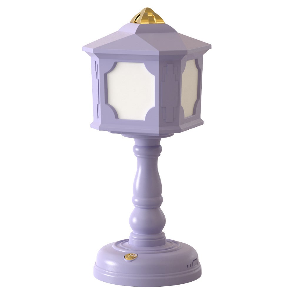 Retro lampka biurkowa do czytania ładowana przez USB, lampka biurkowa ze ściemnianiem trójstopniowym ładowana przez USB, fioletowa