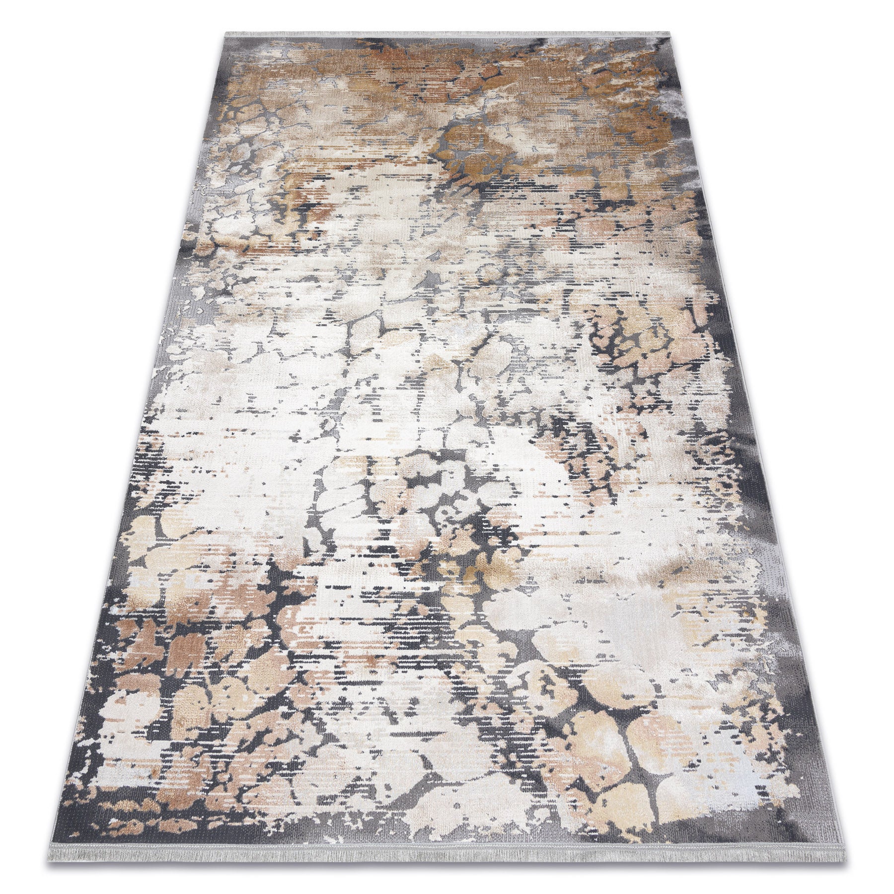 Dywan LUCE 74 nowoczesny Kostka brukowa vintage przecierany - Strukturalny szary / musztarda 115x170 cm