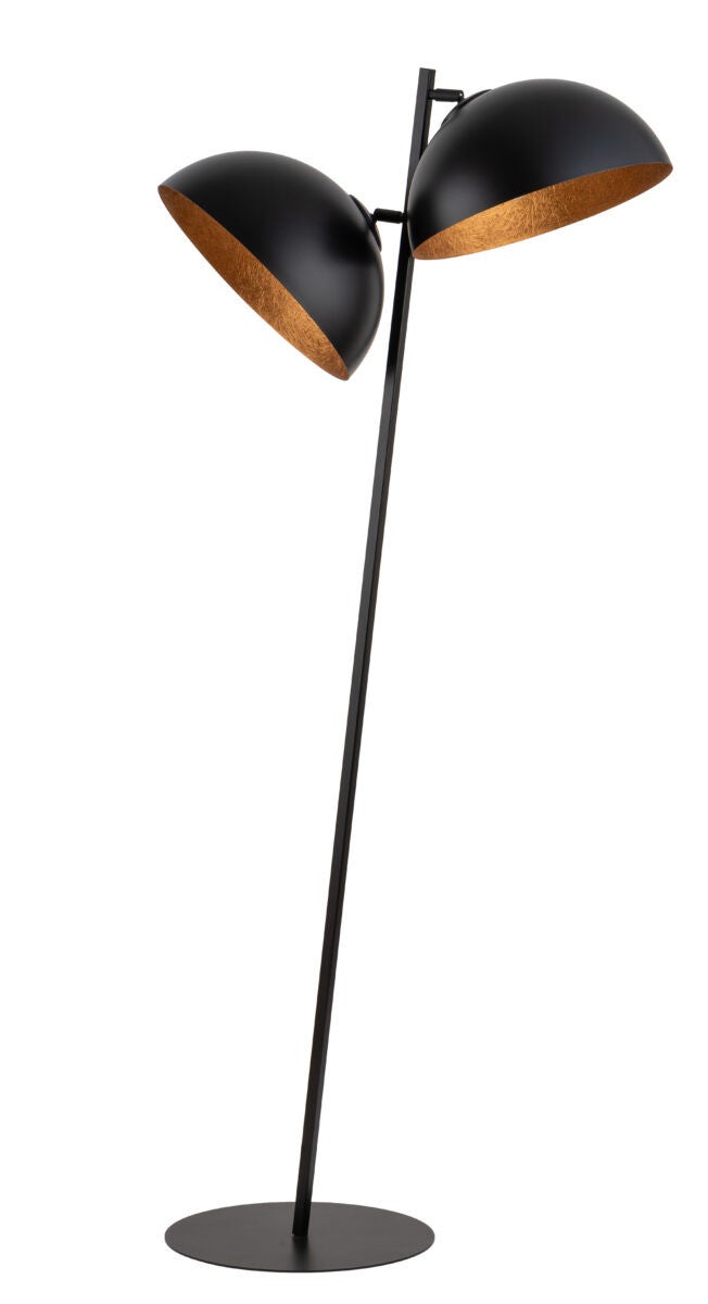 Lampa podłogowa pochylona biała dwie czarno-miedziane kopuły 2xE27 15W Sfera Sigma Lighting