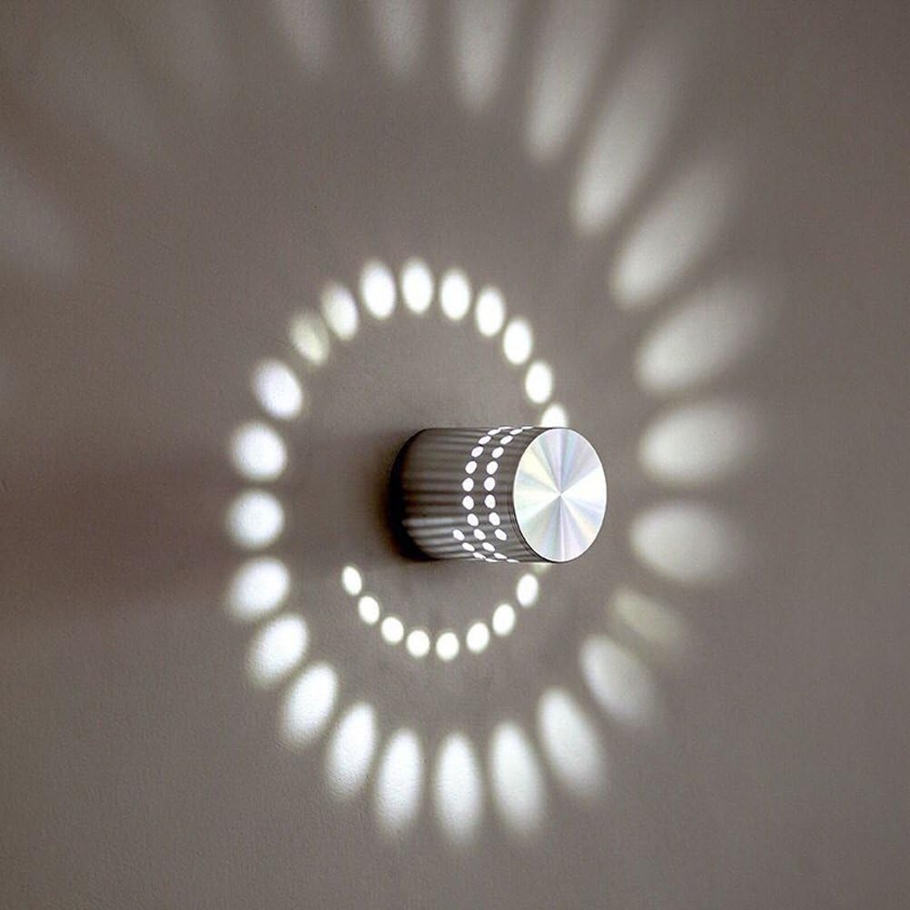 Spiralna lampa ścienna, 3W, nowoczesna lampa ścienna LED do sypialni, przedpokoju, baru, kawiarni, salonu (białe światło)