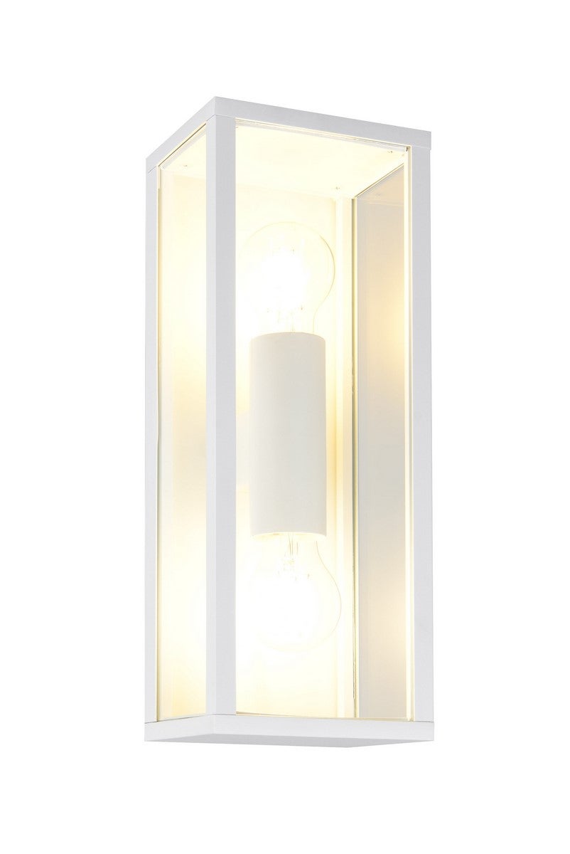 Kinkiet zewnętrzny prostokątny latarenka KORIEL biały 2xE27x10W aluminium wym:38x14x13,5cm IP44 Trio