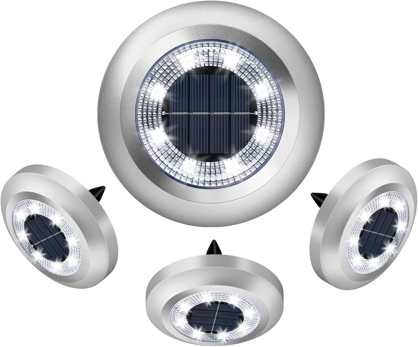 Zestaw 4 lamp solarnych zewnętrznych, lampy solarne ogrodowe, wodoszczelne lampy solarne zewnętrzne do alejek, dekoracyjne oświetlenie zewnętrzne