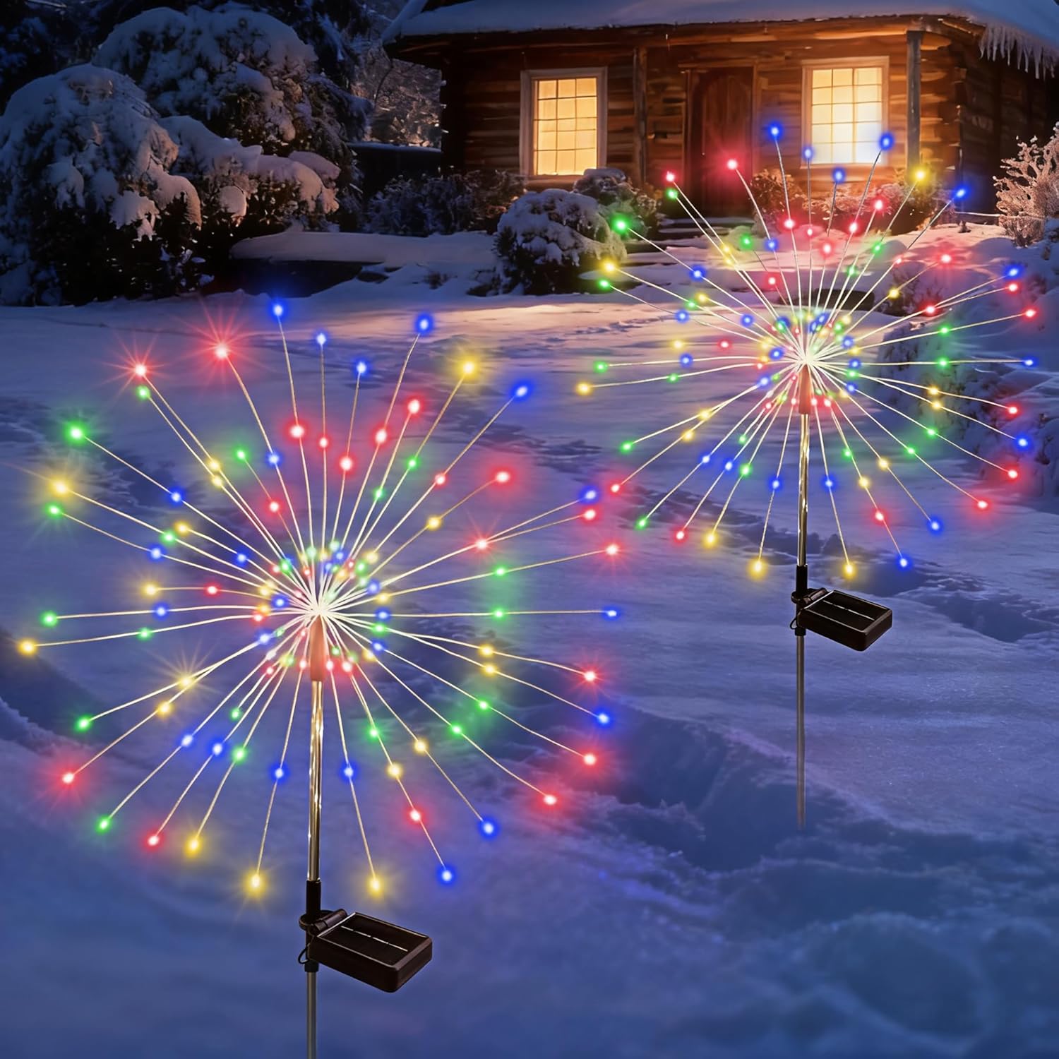 Lampy solarne do dekoracji zewnętrznej, zestaw 2 szt., odpowiednie do dekoracji w stylu wróżek, efektów fajerwerków, 120 diod LED (kolor, 90 cm).