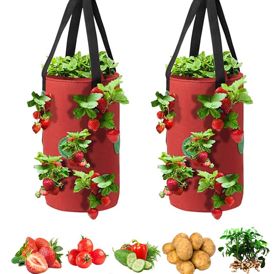 Wisząca torba do uprawy, 2 sztuki, do sadzenia pomidorów i truskawek, doniczka do warzyw do góry nogami z 12 otworami do uprawy, 20x35 cm