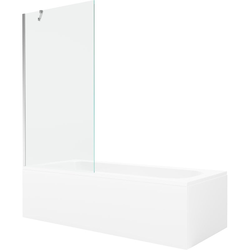 Mexen Vega wanna prostokątna 150 x 70 cm z obudową i parawanem 1-skrzydłowym 90 cm, transparent, chrom - 550115070X9509000001