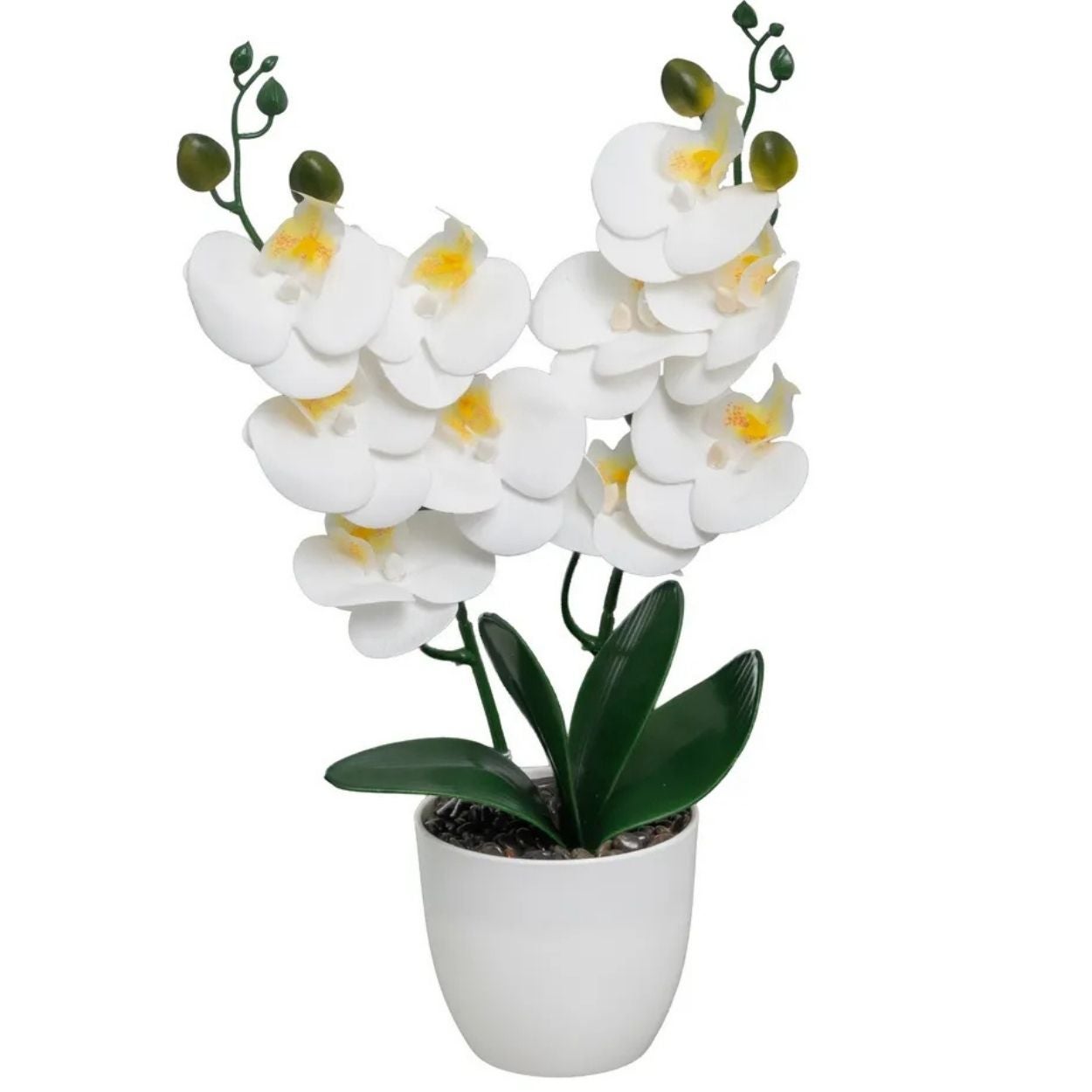 Sztuczna orchidea HowHomely ORCHID PURE WHITE podwójna w doniczce biała 39 cm 1 szt.