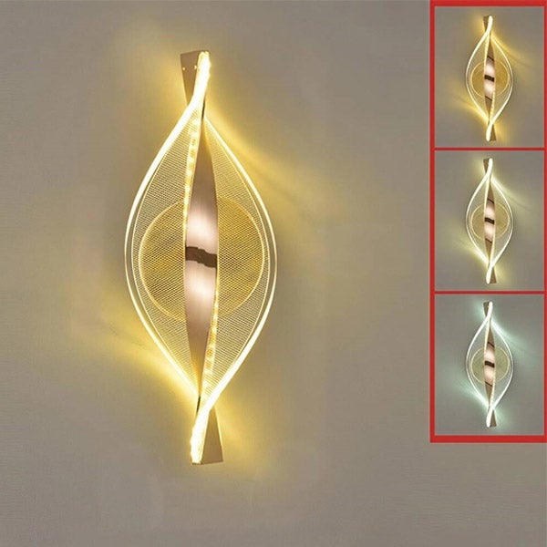 Lampa LED ścienna 3 w 1 - Regulowana 3000K/4500K/6000K - Spiralny design 30 cm - Lampka nocna - Nowoczesna dekoracja do sypialni - 1 sztuka