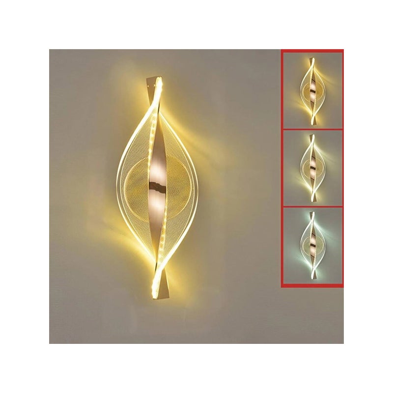Lampa LED ścienna 3 w 1 - Regulowana 3000K/4500K/6000K - Spiralny design 30 cm - Lampka nocna - Nowoczesna dekoracja do sypialni - 1 sztuka