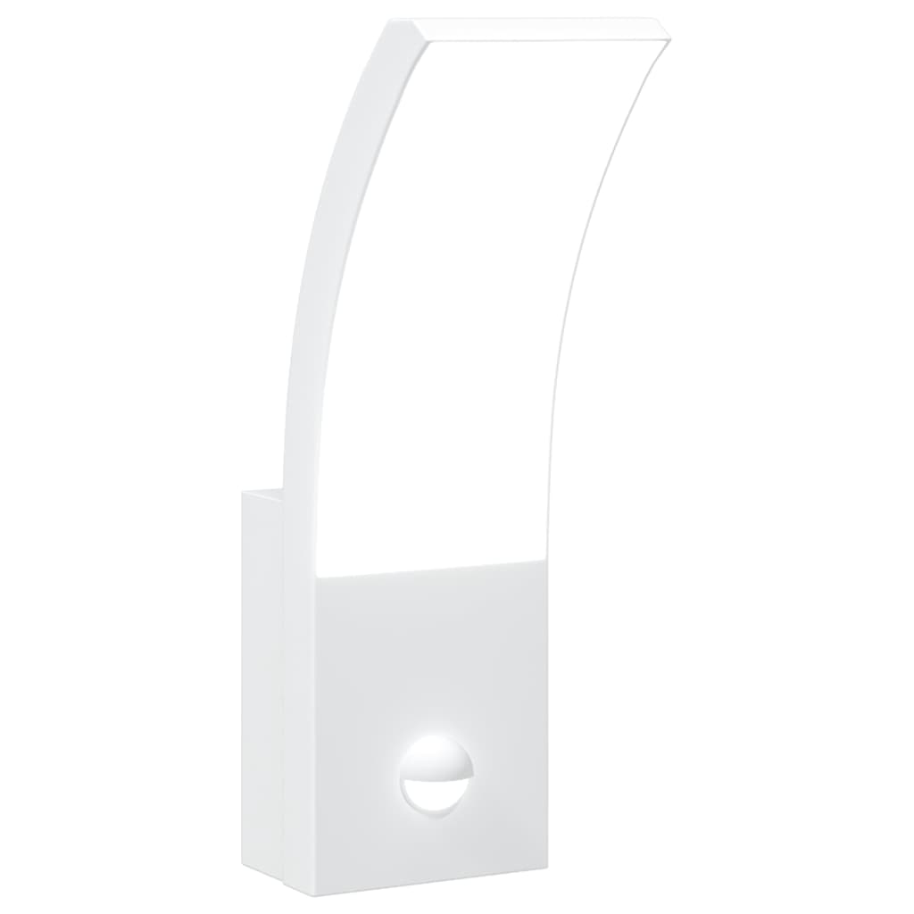 Zewnętrzna lampa ścienna LED z czujnikiem, aluminium białe