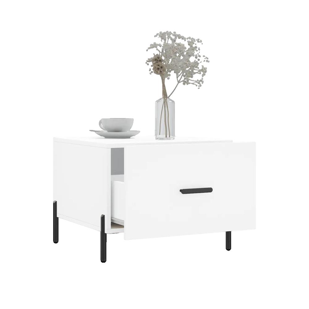 Stoliki kawowe vidaXL biały 50x50x40 cm inżynieria drewna i metalowe nogi 2 sztuki