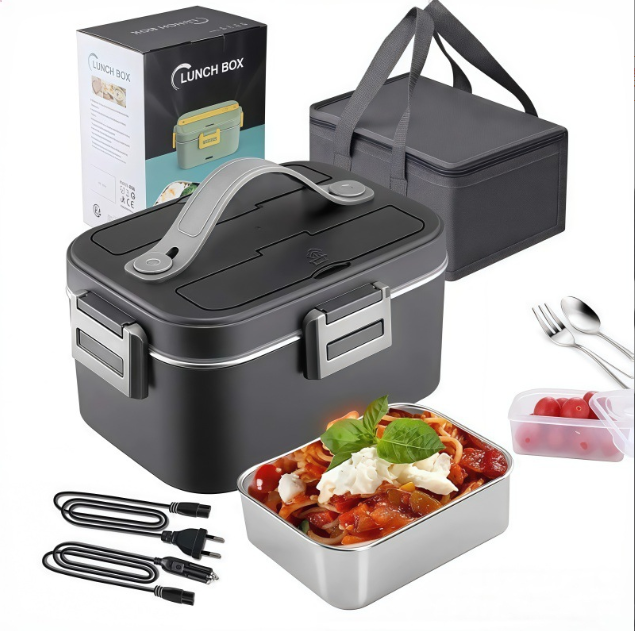 Podgrzewany elektryczny lunchbox o mocy 80 W, izolowany lunchbox o pojemności 1,8 l do ciepłych posiłków, 12 V/24 V/220 V, do samochodu, ciężarówki, b