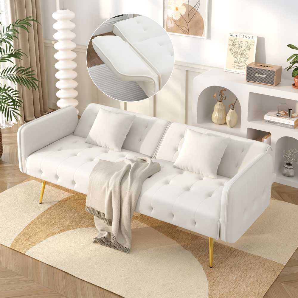 Wielofunkcyjna sofa 2-osobowa z funkcją spania – regulowane oparcie, podłokietniki z regulacją w wielu pozycjach, tapicerka welurowa