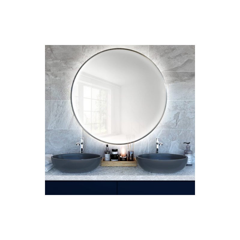 Lustro Bright Round fi 100 ramka srebrna barwa światła zimna+sensor+mata