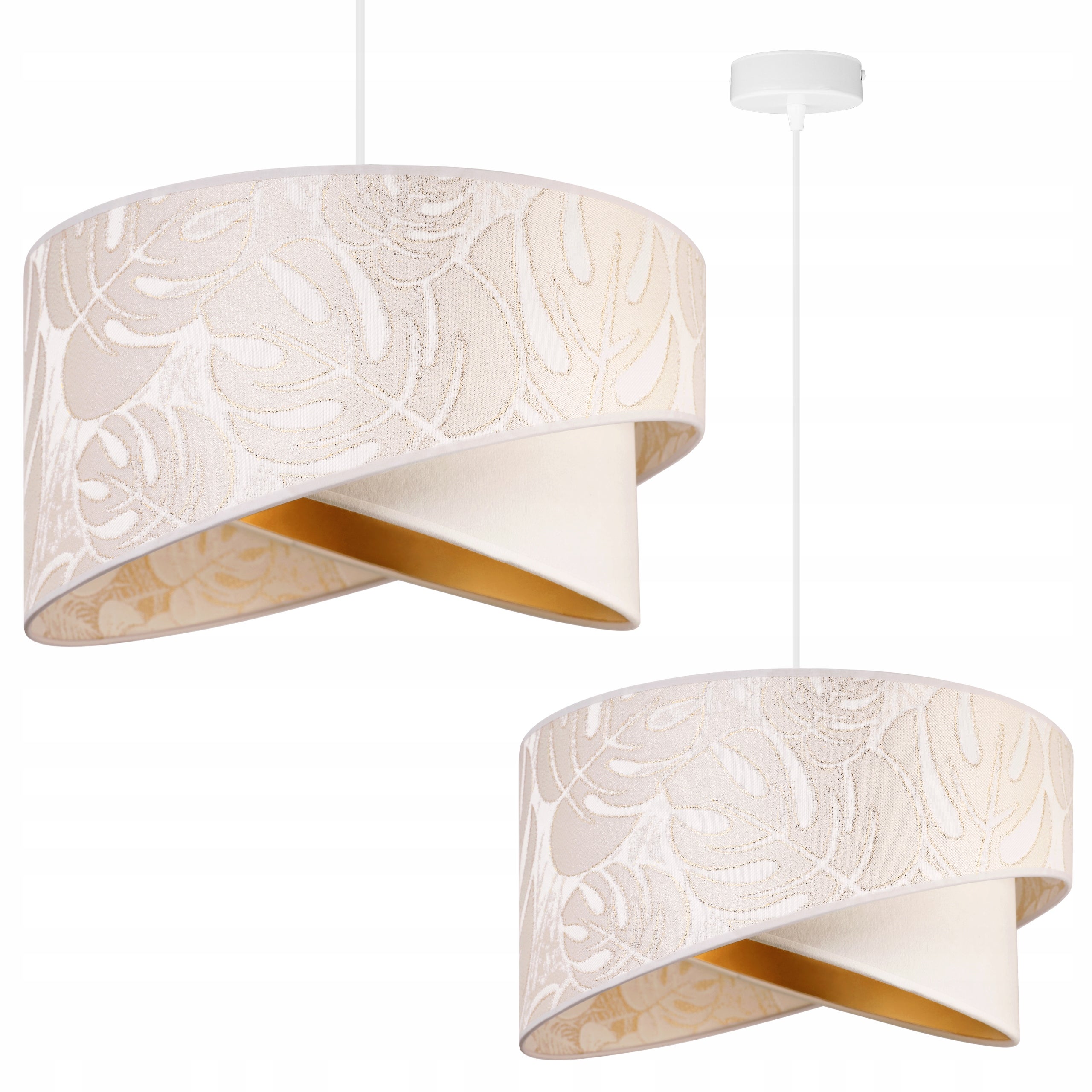 Lampa sufitowa wisząca Light Home LH Werona 1x E27 60W abażur 45cm tkanina ecru/biały
