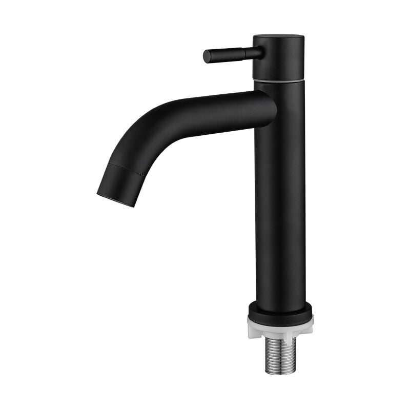 Bateria Umywalkowa Matowa Czarna, Pojedynczy Kran Zimnej Wody, Kran do Domu, Kuchni, Łazienki, Gwint wewnętrzny G1 / 2" (tylko zimna woda)