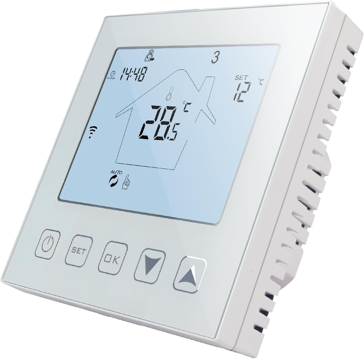 Programowalny termostat pokojowy do elektrycznego ogrzewania podłogowego, biały, z łącznością Wi-Fi, 16 A, z czujnikiem, kompatybilny z Alexą, 220 V