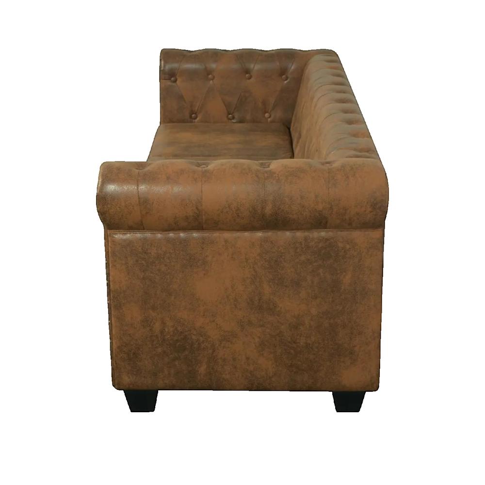 Sofa vidaxl Chesterfield 3-osobowy z ekoskóry brązowy trwały i wygodny