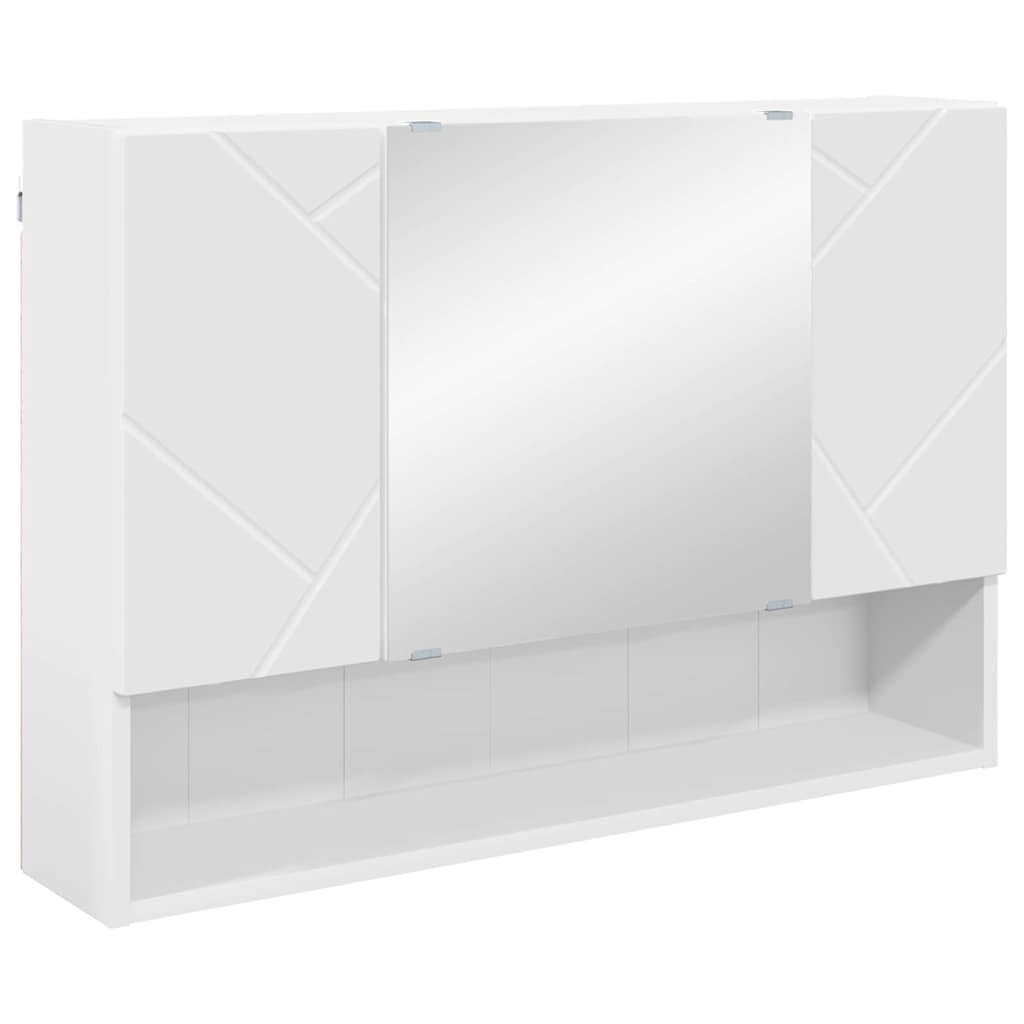 Szafka z lustrem Biały 80 x 17 x 55 cm Drewno inżynieryjne