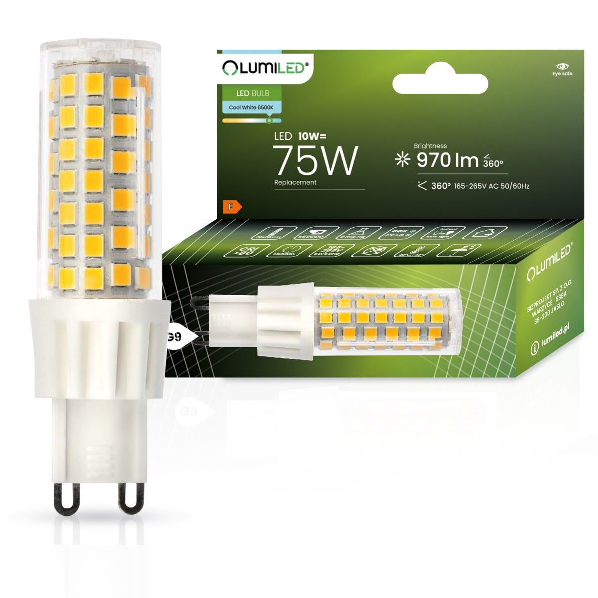 Żarówka LED Lumiled G9 Kapsułka 10W 970lm 6500K Zimna biel 360st 1 szt.