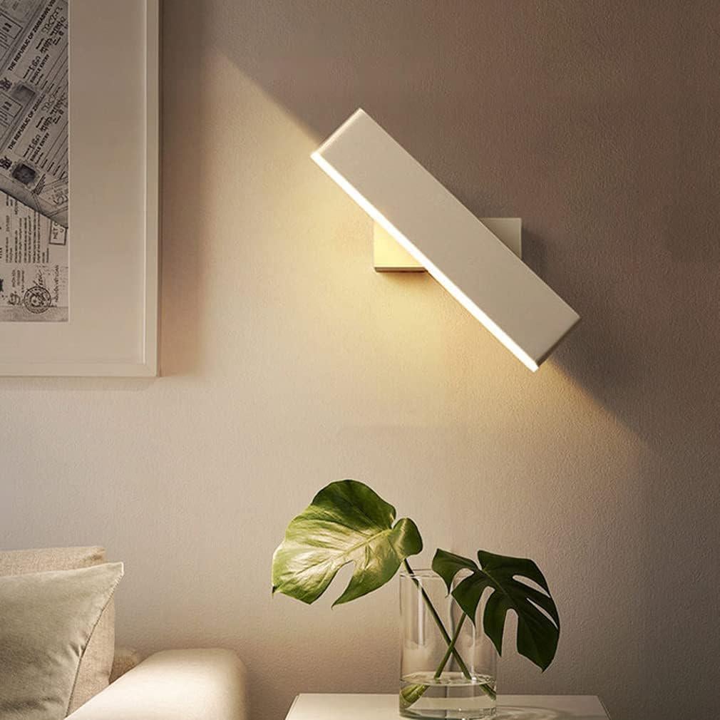 Lampa ścienna LED, Prosty i nowoczesny kinkiet, obrotowe o 360 ° oświetlenie wewnętrzne, akryl 7 W, ciepła biel (3000 K, biały)
