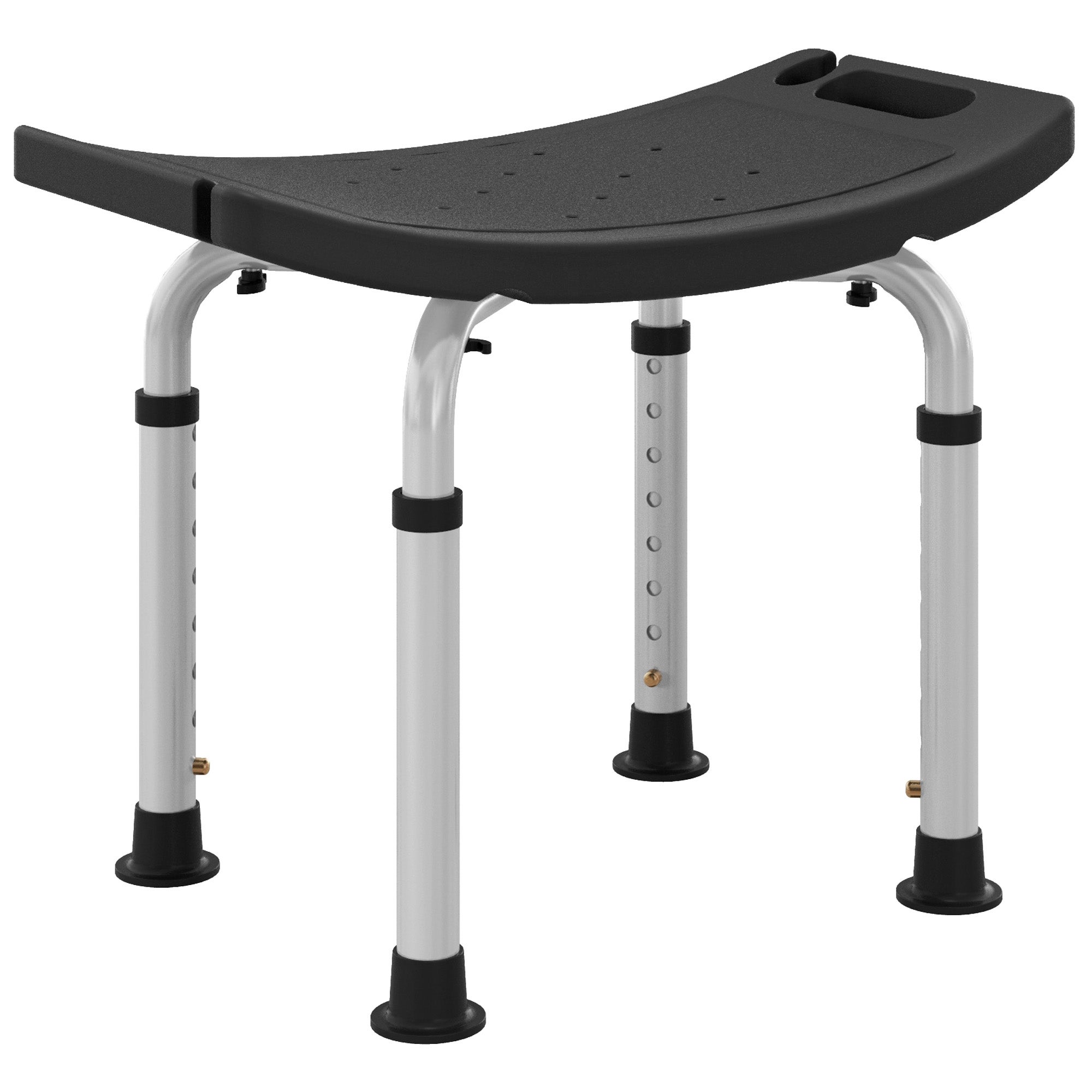 Taboret prysznicowy/krzesło prysznicowe dla seniorów, regulowana wysokość, aluminium antypoślizgowe, udźwig 135 kg, kolor czarny