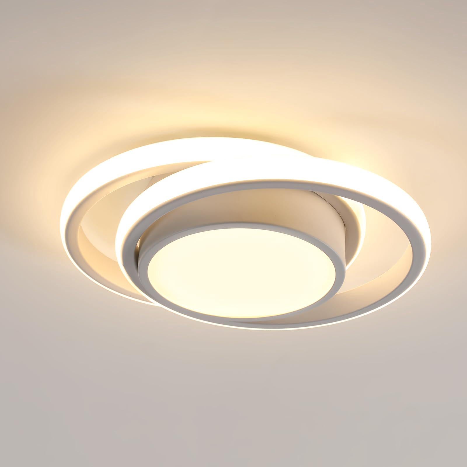 Nowoczesna lampa sufitowa LED, okrągła lampa sufitowa, ciepła biel 3000 K, 32 W, lampa sufitowa do sypialni, przedpokoju, kuchni, balkonu, średnica 28