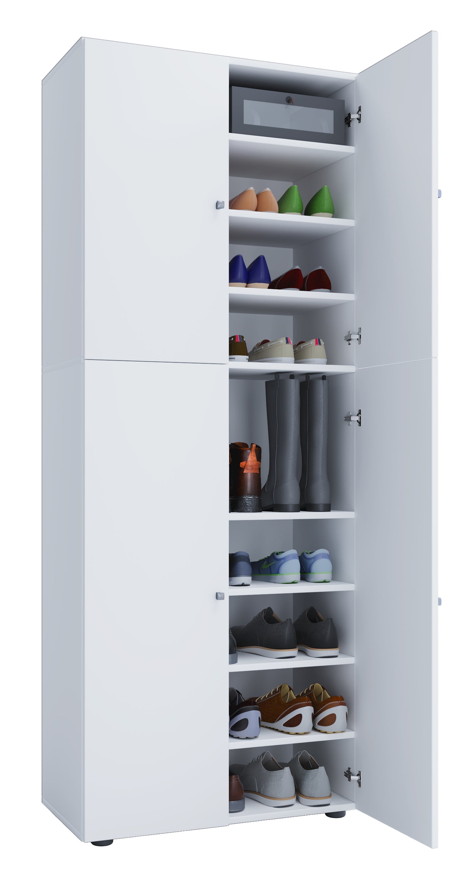 VCM Szafka na buty Lona Biały B. 70 x H. 184 x T. 40 cm