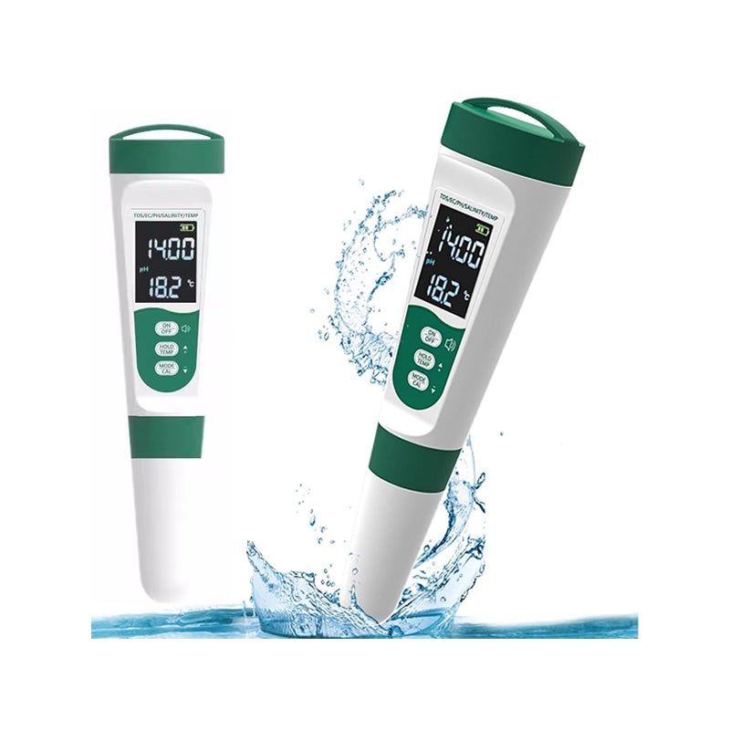 Wielofunkcyjny analizator wody (pH / TDS / EC / Zasolenie / Temp), przenośny 2PCS, precyzyjny wyświetlacz LCD, tester jakości wody