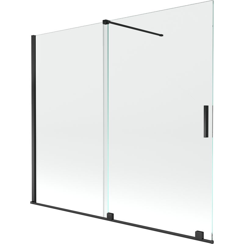 Mexen Velar parawan nawannowy 2-skrzydłowy rozsuwany 180 x 150 cm, transparent, czarny - 896-180-000-01-70