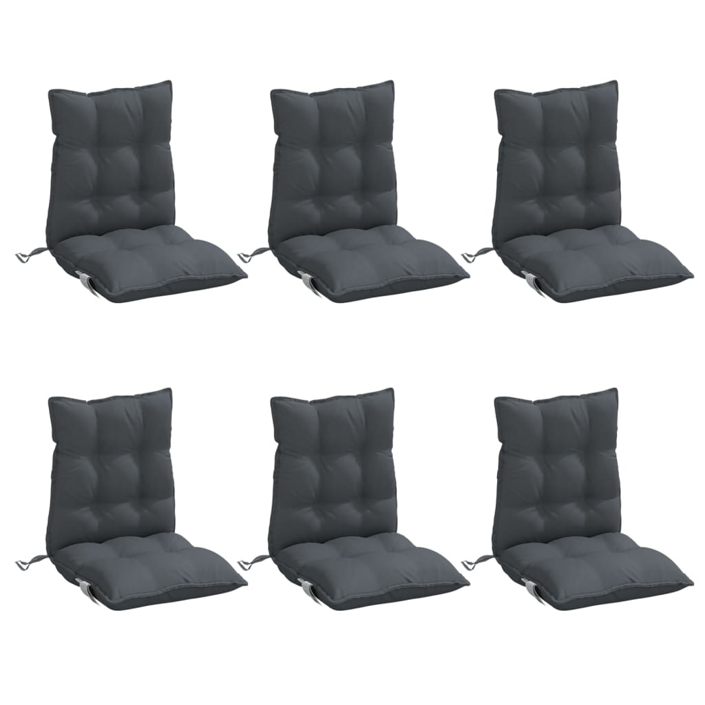 6x Poduszka Ogrodowa na Krzesło z Niskim Oparciem 50x100 cm Antracytowa