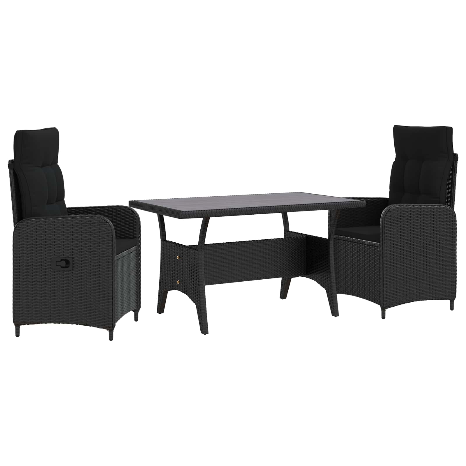 Zestaw do jedzenia na zewnątrz 3 pcs Czarny polirattan vidaXL