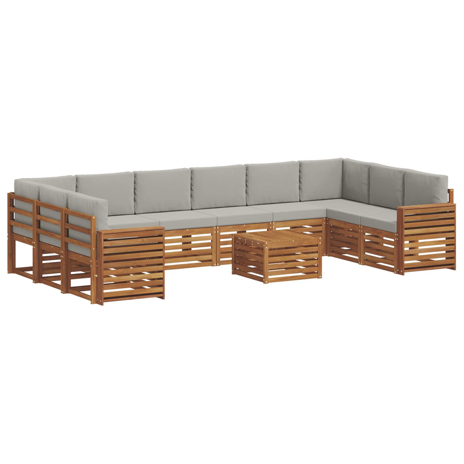 Zestaw sof na zewnątrz 11 pcs Naturalny i Jasny Szary