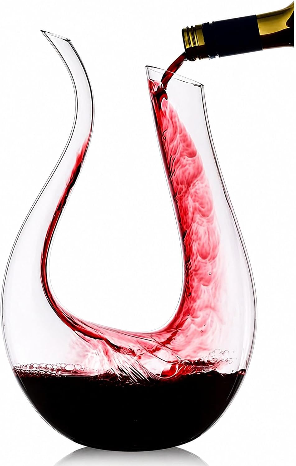 Karafka do wina z kryształu w kształcie litery U, bezołowiowa, ręcznie dmuchana, 1,5 l