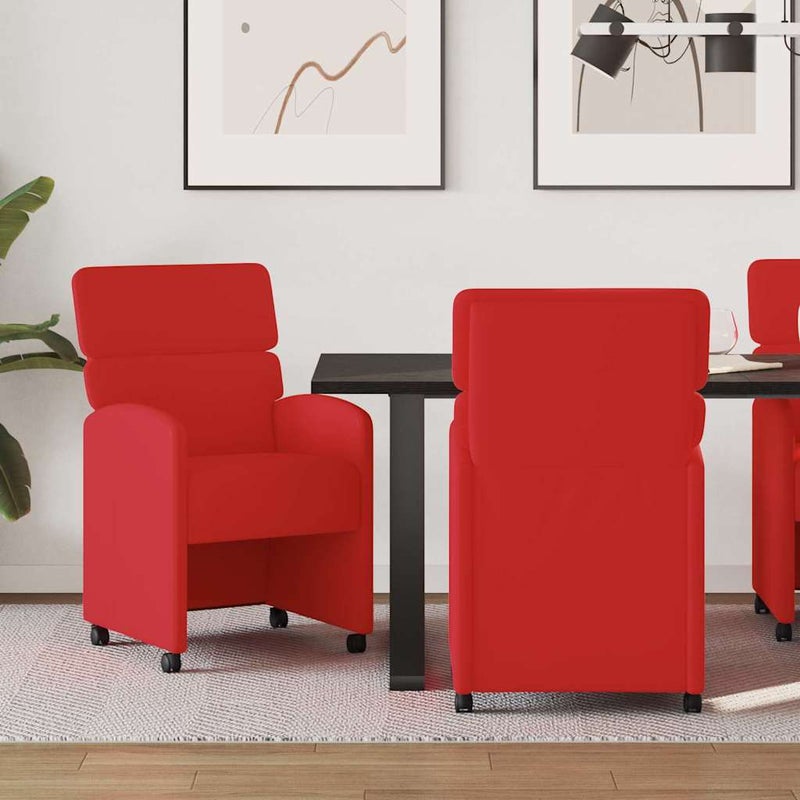 Krzesełka jadalne na kółkach 2 pcs Czerwony 58 x 65 x 98 cm vidaXL