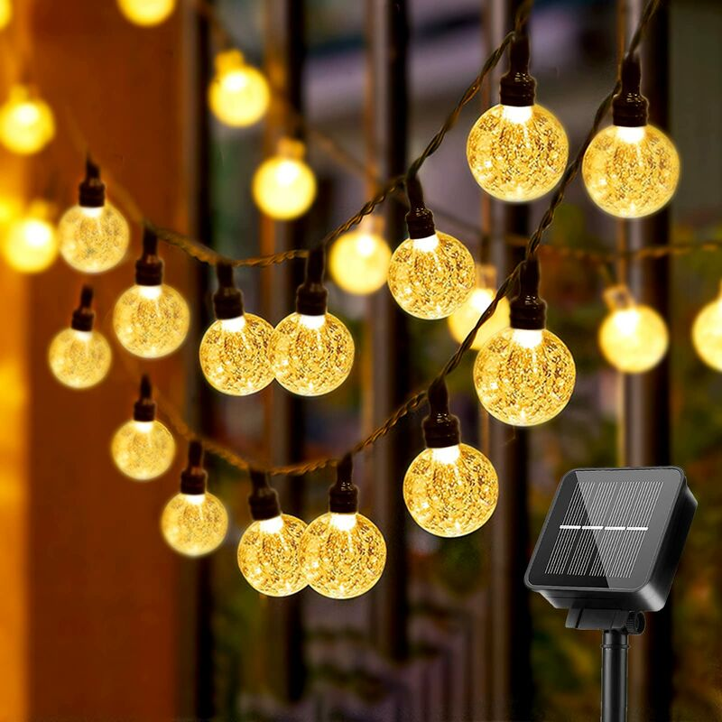 7M 50 LED Solar String Lights Outdoor Warm White 8 trybów Odpowiednie do ogrodu Boże Narodzenie Ślub